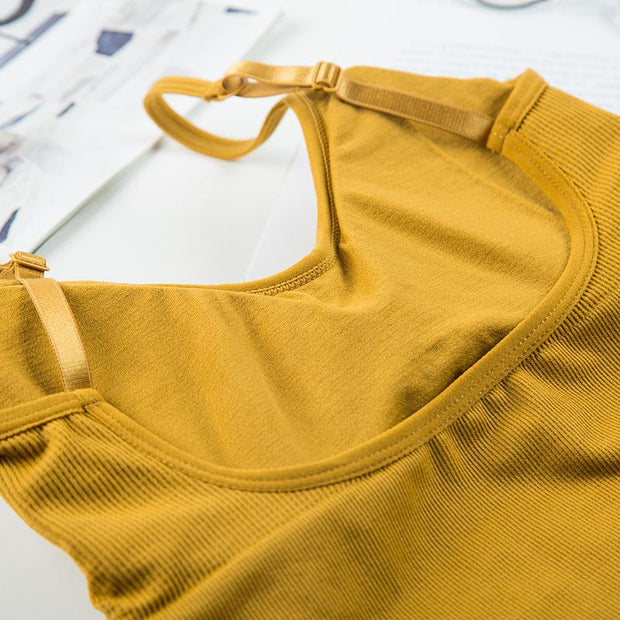 U-Neck Backless Camisole with Built-in Bra