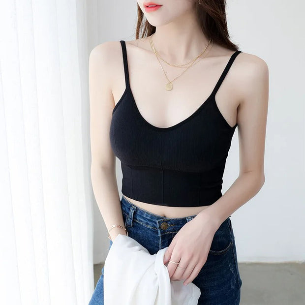 U-Neck Backless Camisole with Built-in Bra