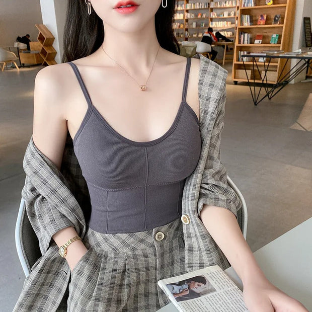 U-Neck Backless Camisole with Built-in Bra