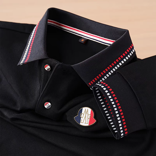 Men's Black Full Sleeve Polo T-Shirt
